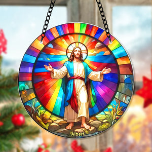 Personalized Jesus Suncatcher Ornament 100acqn060924 Christmas Gifts - Ornament - GoDuckee