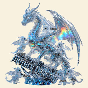 Magnificent Ice Dragon Mom Acrylic Plaque - Personalized Gifts For Mom 02QHDT200426 - Shaped Plaques - GoDuckee