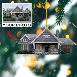 Custom Photo Gifts For Family, Upload House Photo Christmas Ornament 02PGXX010824 - Ornament - GoDuckee