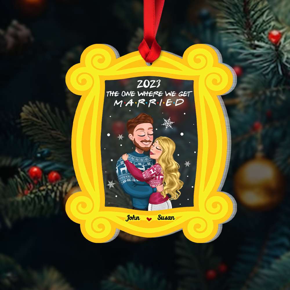 The One Where We Get Married, Couple Gift, Personalized Acrylic Ornament Couple, Hugging Ornament, Christmas Gift 05NAHN171123HH - Ornament - GoDuckee