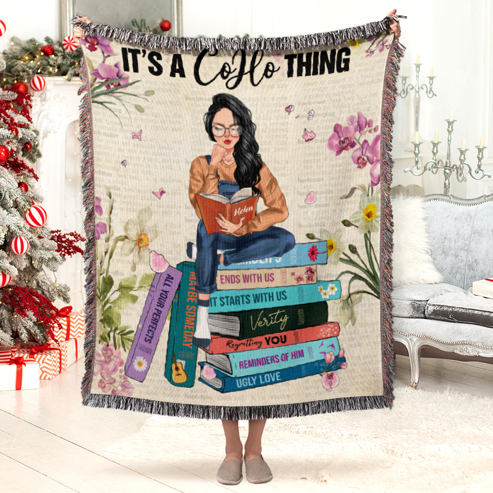 Gift For Book Lover, Personalized Woven Blanket, Girl Reading Book Blanket 02HUHN230923TM - Blanket - GoDuckee