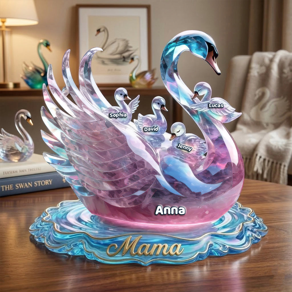 Beautiful Swan Mom Acrylic Plaque, Personalized Mother's Day Gifts 04qhtn120326 - Shaped Plaques - GoDuckee