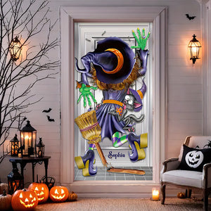 Personalized Gifts For Witch Lovers, Witch Crash Scene Halloween Door Cover 07ACDT090924 - Door Covers - GoDuckee