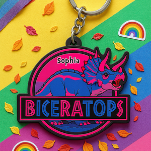 Colorful Dinosaur Keychain – Personalized Gifts for LGBTQ+ Pride 03hupu050625 - Keychains - GoDuckee