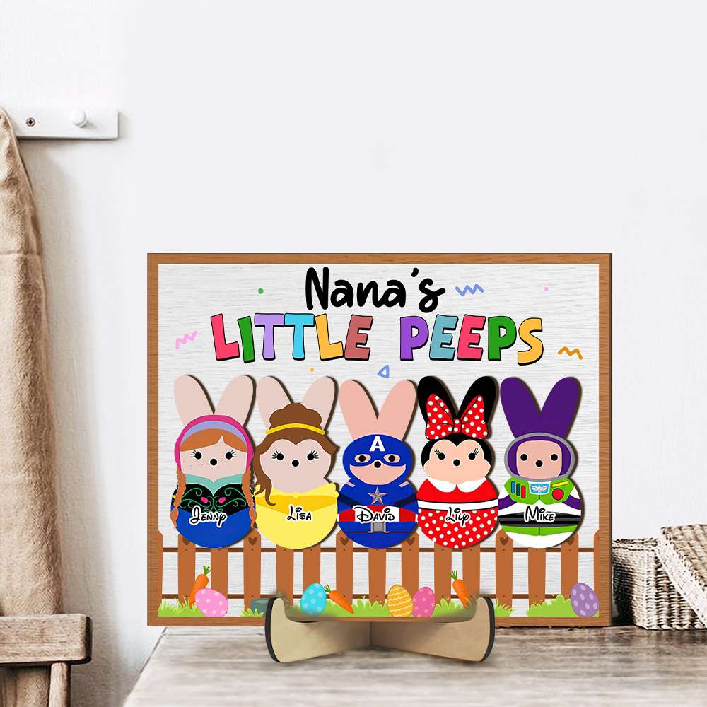 Personalized Gifts For Grandma Wood Sign Nana's Little Peeps 02NAHN020224 - Wood Signs - GoDuckee