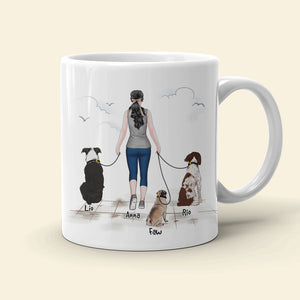 We Love You More Than We Love Walkies - Personalized Mug - A Girl Walking With Dogs Mug - Gift For Dog Lovers - Coffee Mug - GoDuckee