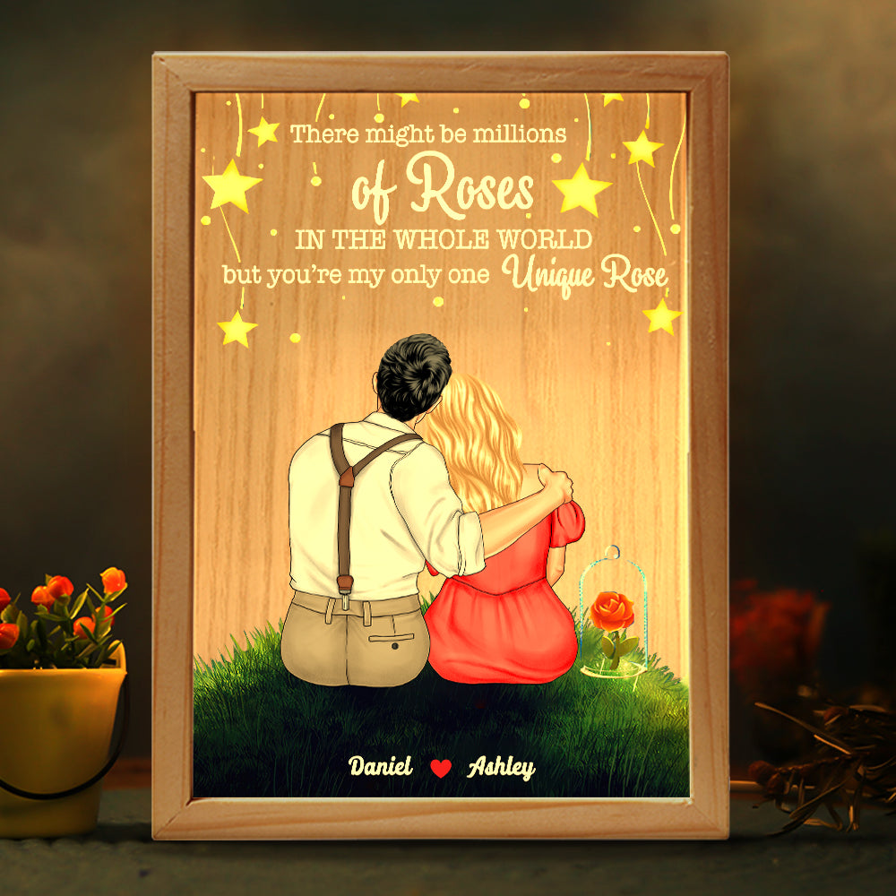 Personalized Gift For Couple Picture Frame Light Box You're My Only One Unique Rose 02QHHN080124TM - - GoDuckee