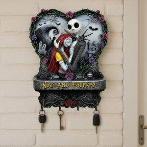 Romantic Skull Couple Personalized Gifts For Couple Key Hanger 03qhtn230525 - Wood Sign - GoDuckee