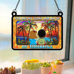 Personalized Gifts For Couple Suncatcher Ornament Holding Hand Cartoon Couple 02KAQN301224HG - Ornament - GoDuckee