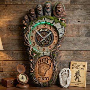 Bigfoot Hanging Wall Clock - Personalized Gifts 01hutn240326 - Hanging Wall Clock - GoDuckee