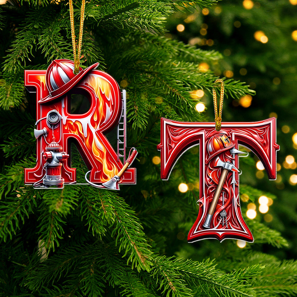 Custom Alphabet Letter Firefighter Gifts Christmas Ornament 04OHMH171024 - Ornament - GoDuckee