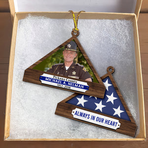 Personalized Memorial Ornament For Police, Folded Flag 01qhqn241024 - Ornament - GoDuckee