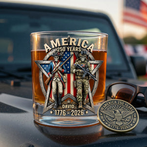 Fierce American Veteran Celebrated America 250th Anniversary Drinking Glass - Personalized Gifts For Veterans 01toqn080626 - Glass - GoDuckee