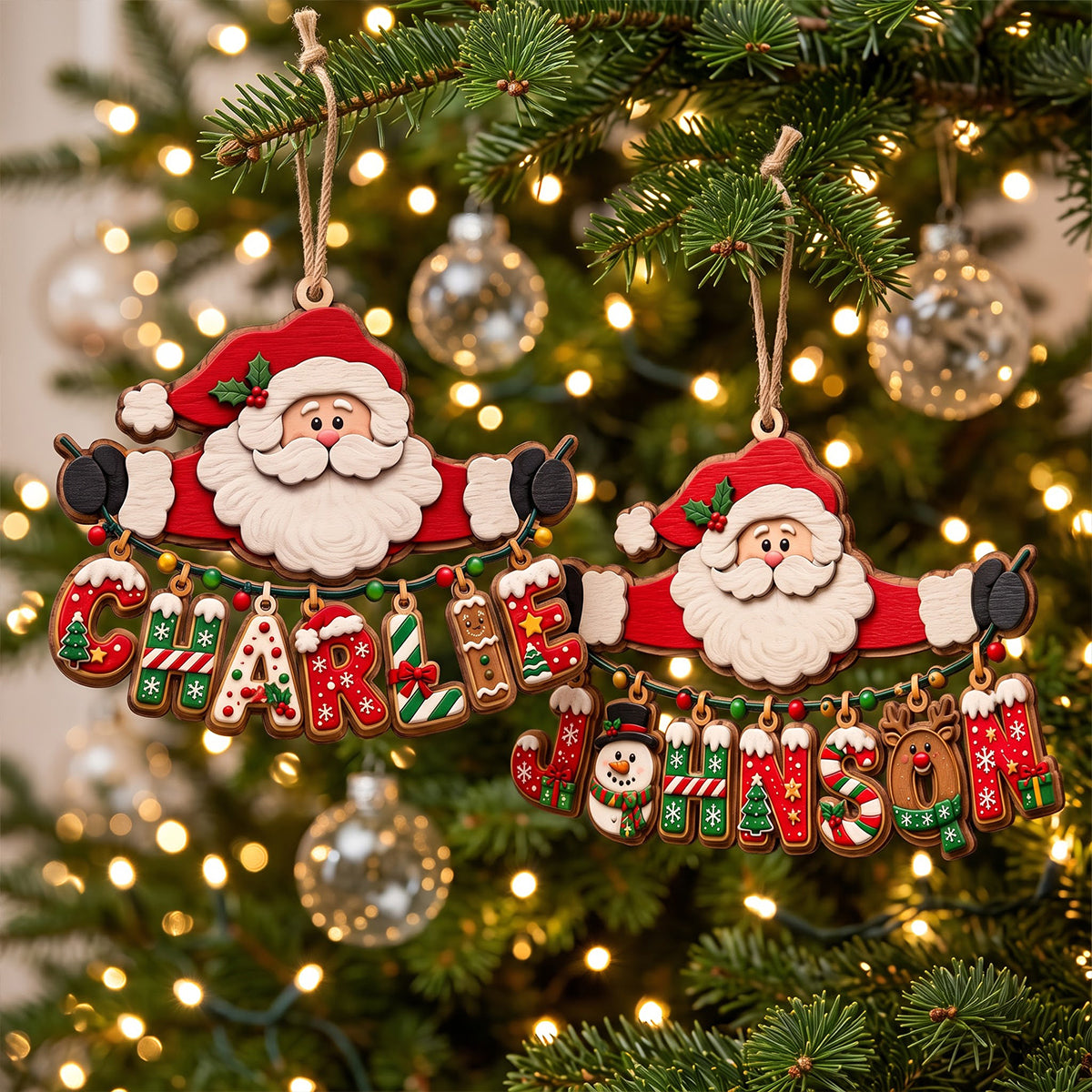 Festive Santa Name Art Ornament - Personalized Christmas Gift 04qhtn110926 - Ornament - GoDuckee