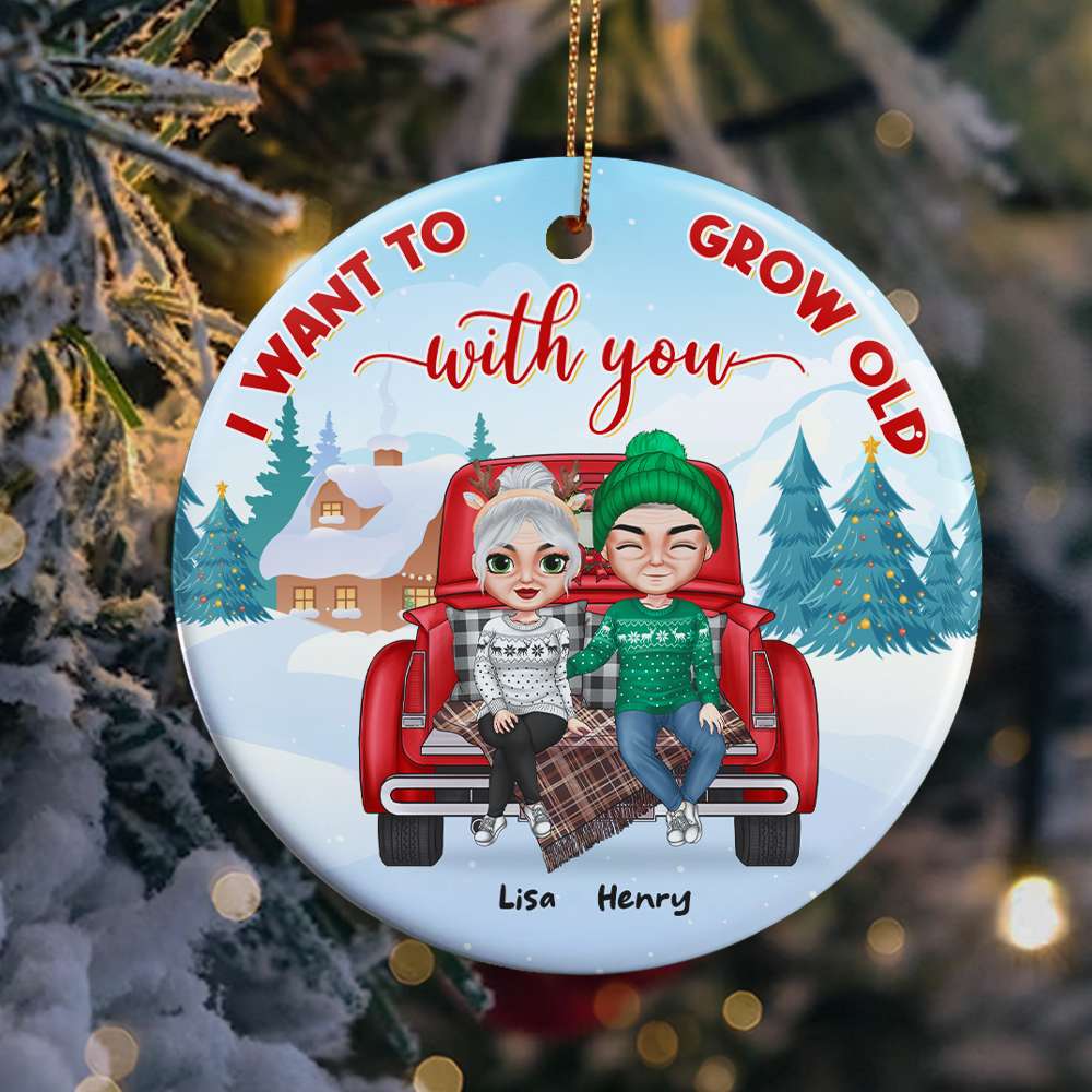 I Want To Grow Old With You, Gift For Couple, Personalized Ornament, Christmas Couple Ornament, Couple Gift - Ornament - GoDuckee