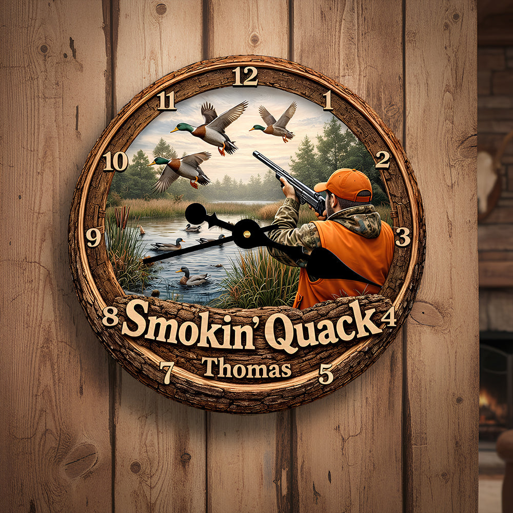 Duck Hunting Wall Clock Personalized Gifts For Hunters 01HUDT231225 - Hanging Wall Clock - GoDuckee