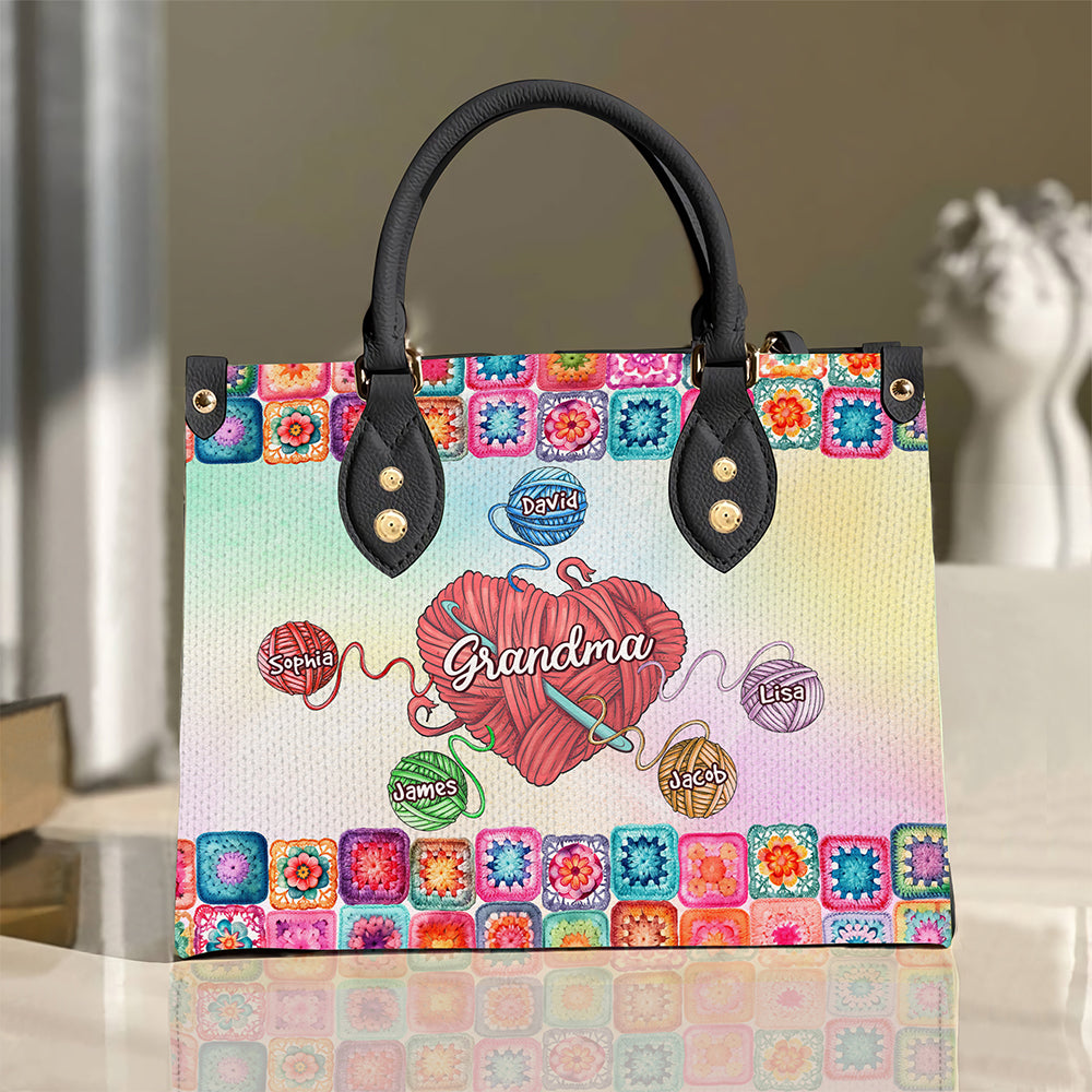 Personalized Gifts For Crochet Grandma Leather Bag 05HUPU290724 - Leather Bag - GoDuckee