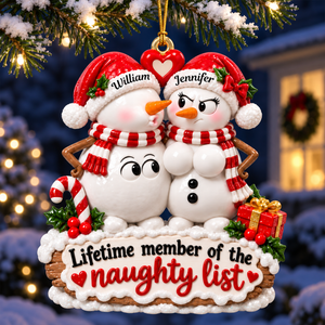 Naughty Snowman Couple Christmas Ornament - Personalized Gifts For Couple 05toqn191026 - Ornament - GoDuckee