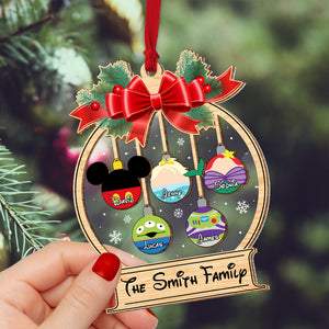 Personalized Gifts For Family 2 Mix Layered Ornament 03natn150824, Christmas Ball Cartoon Characters - Ornament - GoDuckee