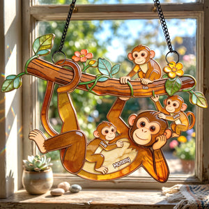 Chilling Fun Monkey Mom Suncatcher Ornament - Personalized Gifts For Mom 01qhtn140326 - Ornament - GoDuckee