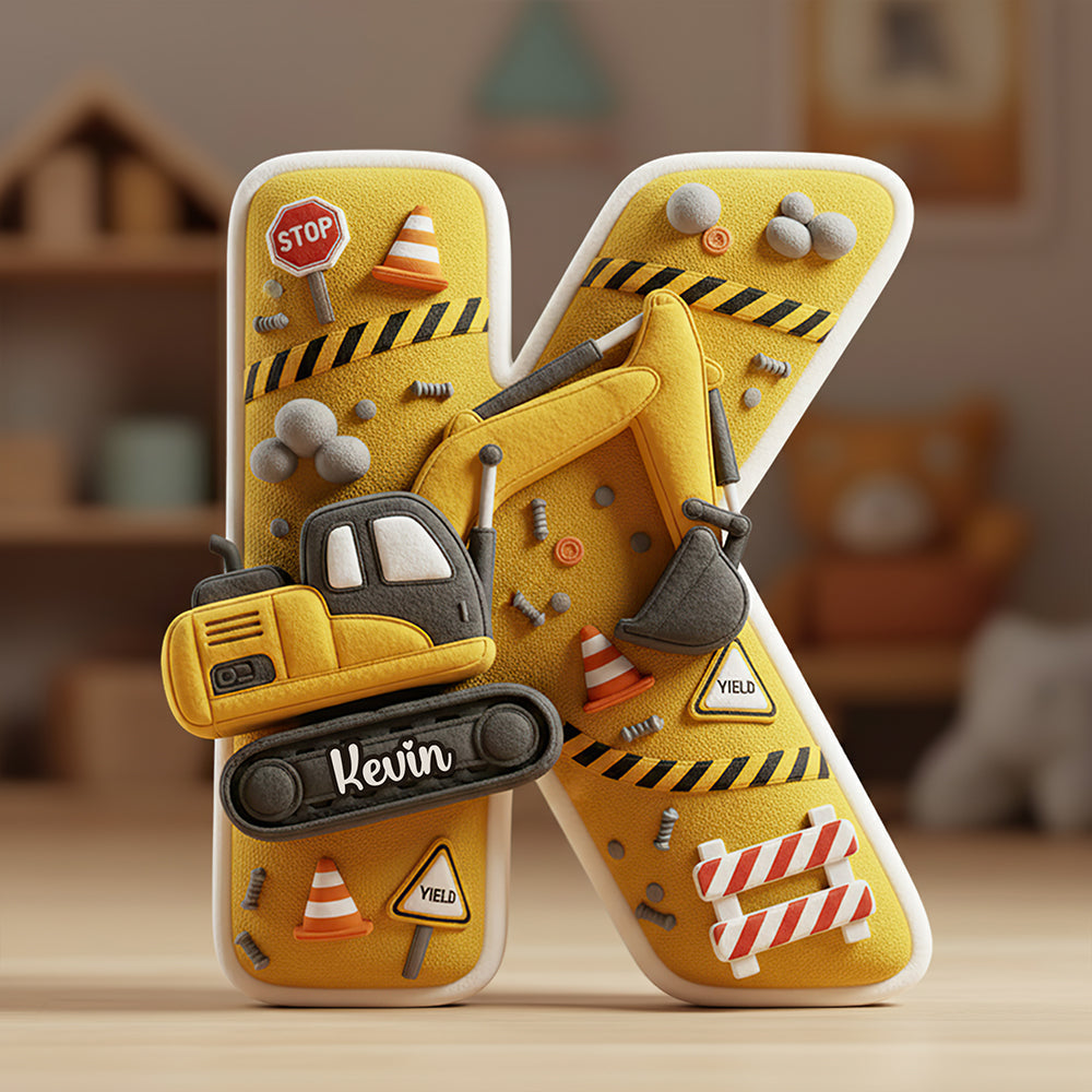 Excavator Alphabet Pillow - Personalized Gifts For Construction Lovers 02PGDT051225 - Pillow - GoDuckee
