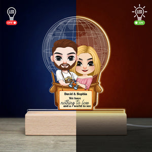 We Have Nothing To Lose And A World To See- Personalized 3D Led Light PW- Gift For Couple- Couple Hot Air Balloon Led Light - Led Night Light - GoDuckee