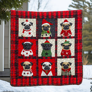 Pug Dog Christmas Quilt Bed Set Gifts For Dog Lovers 05HUDT051124 - Blanket - GoDuckee