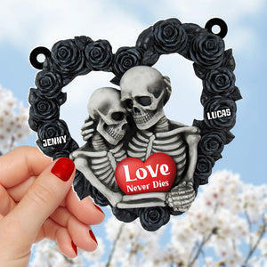 Personalized Gifts For Skeleton Couple Suncatcher Ornament, Skeleton Couple Hugging 03NATN090824-Homacus