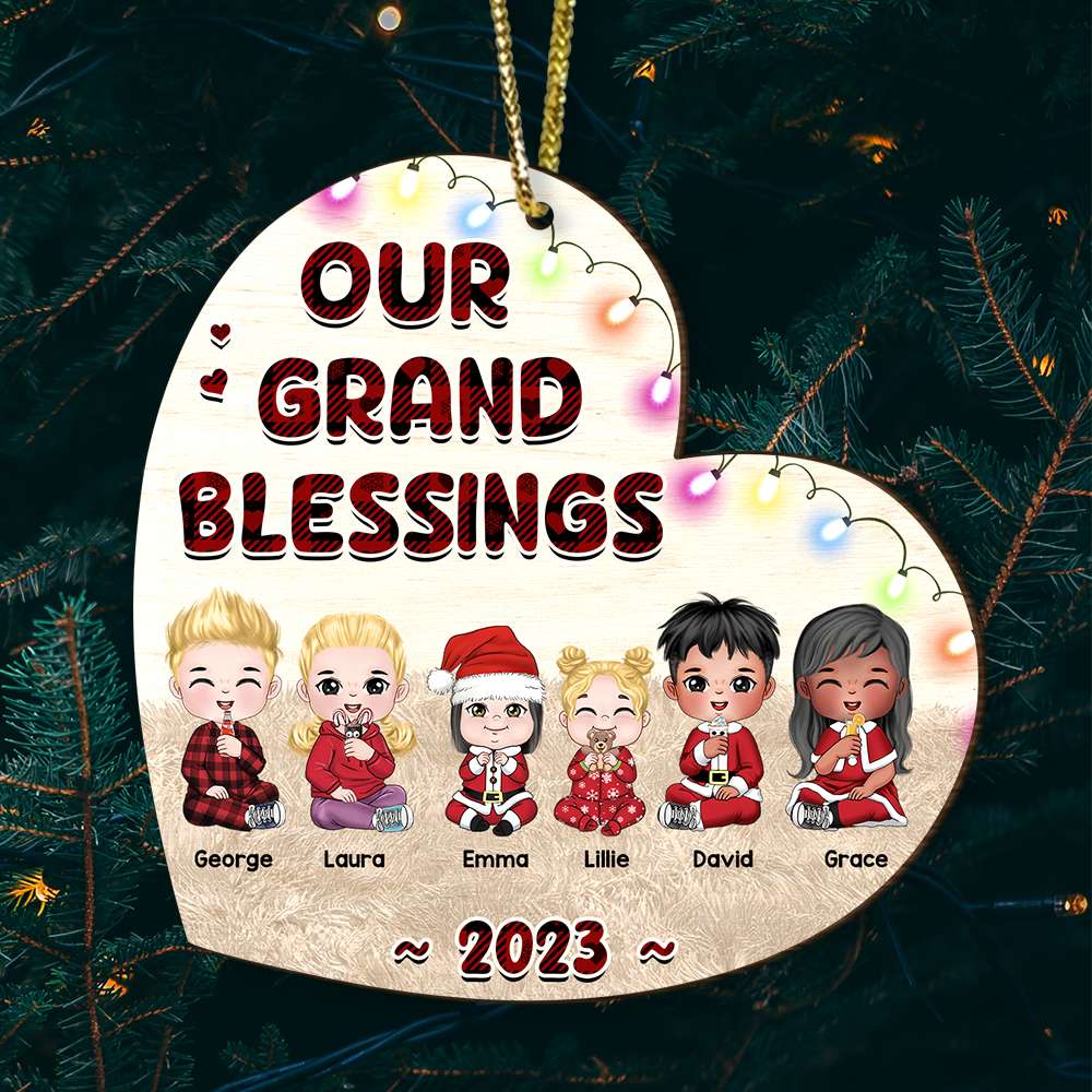 Our Grand Blessings, Personalized Ornament, Gift For Grandkids (UP TO 4 KIDS) - Ornament - GoDuckee