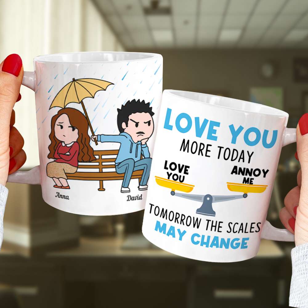 Romantic Couple In The Rain, Love You More Day, Personalized Coffee Mug, Gifts For Couple - Coffee Mug - GoDuckee