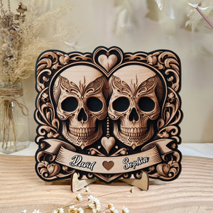 Personalized Gifts For Couple Wood Sign 03ohtn041224 Skull Couple - Wood Sign - GoDuckee