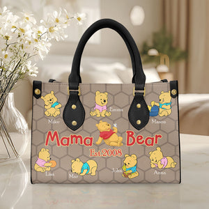 Personalized Gifts For Mom Leather Bag Mother's Day Bear Kids 03OHMHH240225 - Leather Bag - GoDuckee