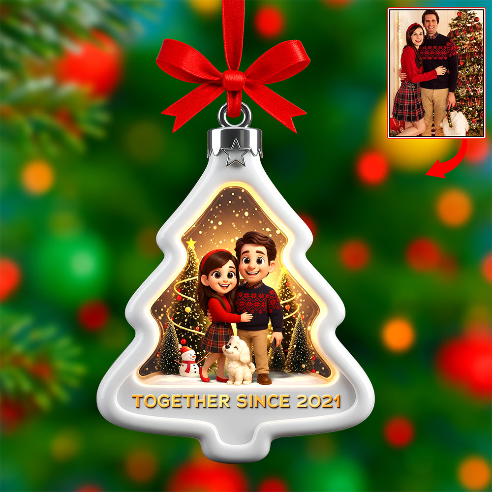 Cartoon Style Christmas Ornament - Custom Photo Gifts For Couple 06pgqn200825 - Ornament - GoDuckee