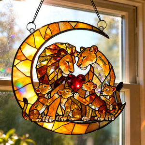 Lion Family Suncatcher Ornament - Personalized Gifts For Family 02kiqn070326 - Ornament - GoDuckee