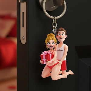 Playful Couple Acrylic Keychain - Personalized Gifts For Couples 06OHLU291125 - Keychains - GoDuckee