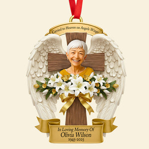 Angle Wings Christmas Ornament Custom Photo Gifts For Heaven 03HUDT120925 - Ornament - GoDuckee