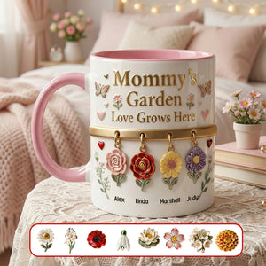 Mom's Floral Garden Coffee Accent Mug - Personalized Gifts For Mom 031NAMG271225 - Coffee Mug - GoDuckee