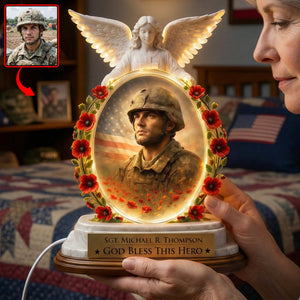 God Bless This Hero - Veteran Memorial Light Box - Custom Photo Gifts For Heaven 03tyqn070426 - Light Box - GoDuckee