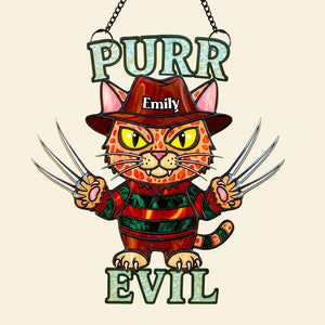 Creepy Cute Cat Suncatcher Ornament, Personalized Gifts For Cat Lovers & Horror Fans 01PADT070825 - Ornament - GoDuckee