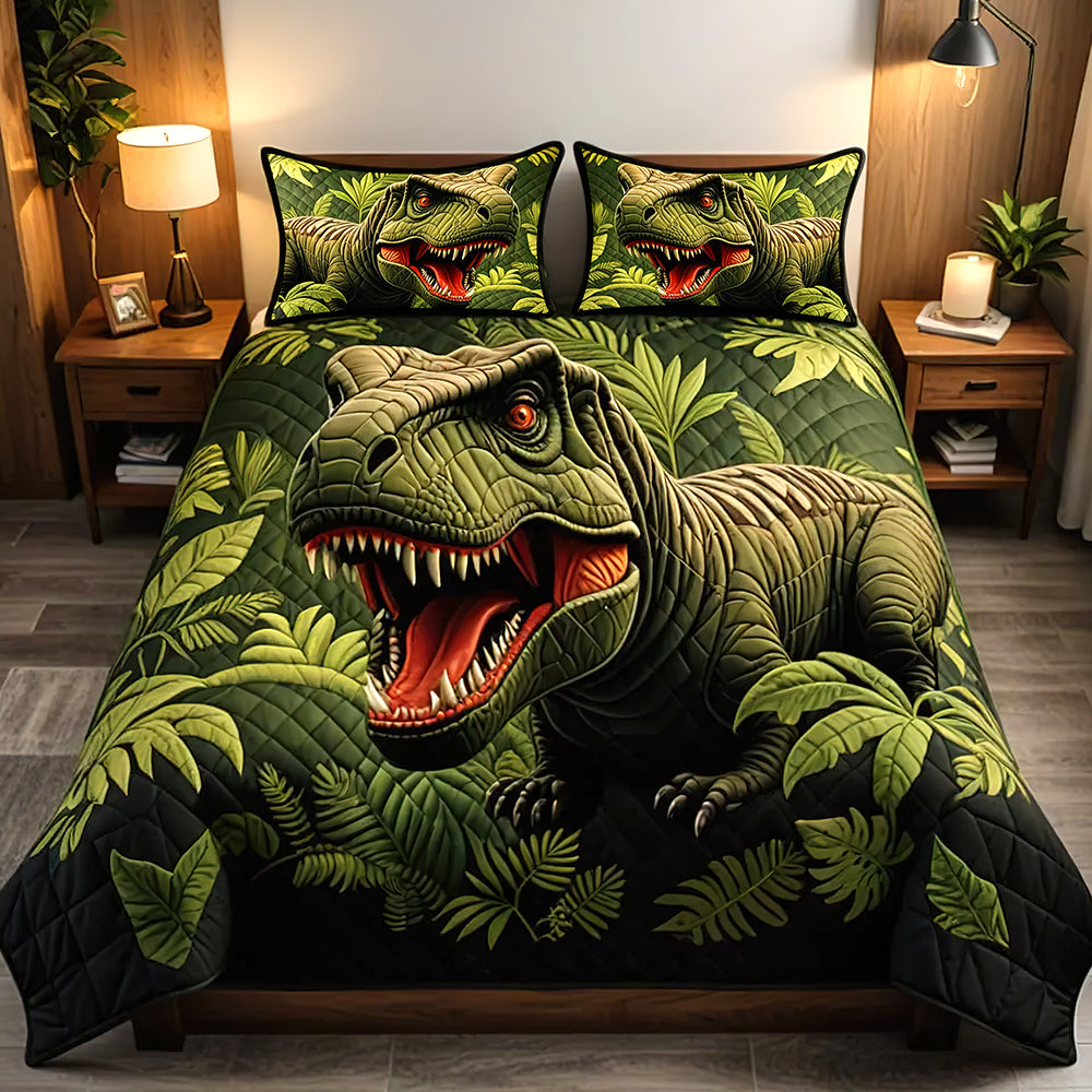 Personalized Gifts For Dinosaur Lover Quilt Bed Set, Majestic T-Rex 01qhqn200125 - Blanket - GoDuckee