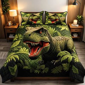 Personalized Gifts For Dinosaur Lover Quilt Bed Set, Majestic T-Rex 01qhqn200125 - Blanket - GoDuckee