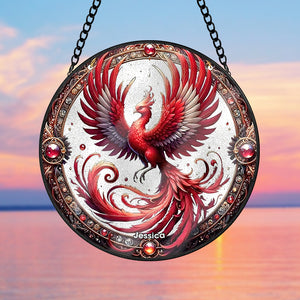 Personalized Rising Phoenix Stained Glass Suncatcher Ornament 24acqn240824 - Ornament - GoDuckee