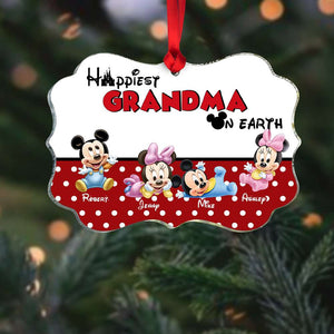 Happiest Grandma On Earth, Gift For Grandma, Personalized Acrylic Ornament, Mouse Kid Ornament, Christmas Gift 4OHHN161123 - Ornament - GoDuckee