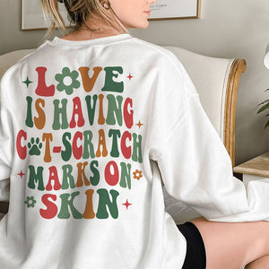 Love Is Having Cat-Scratch Marks On Skin, Personalized Funny Shirt, Gift For Cat Lovers, Chistmas Gifts - AOP Products - GoDuckee