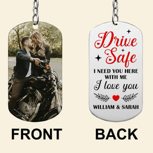 Couple Need You Here Personalized Stainless Steel Keychain With Upload Image, I Love You Keychain - Keychains - GoDuckee