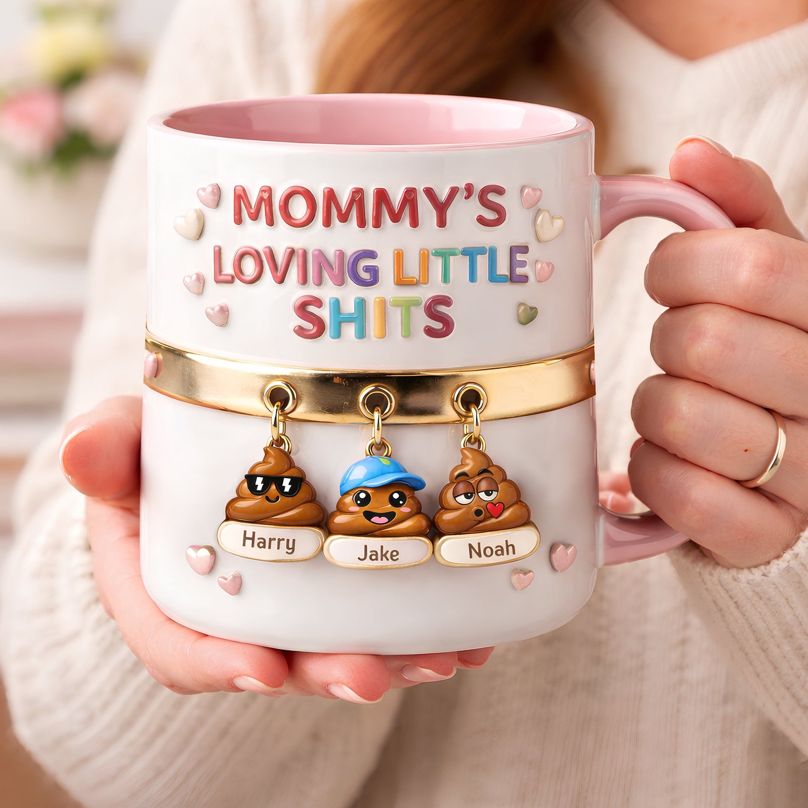 Mom’s Funny Little Squad Accent Mug - Personalized Mother's Day Gifts 04HUDT090426 - Coffee Mug - GoDuckee