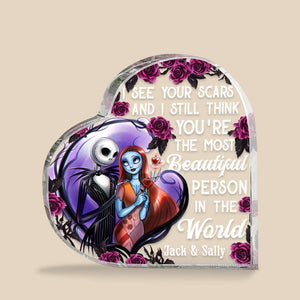 You're The Most Beautiful Person In The World-Personalized Heart Shaped Acrylic Plaque-Couple Gift-06kaqn131223 - Decorative Plaques - GoDuckee
