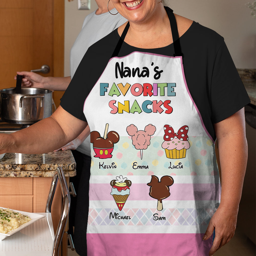 Personalized Gifts For Grandma Aprons Nana's Favorite Snacks 02NAHN260224 - Aprons - GoDuckee