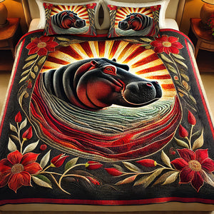 Gifts For Highland Hippo Lovers Quilt Bedding Set Special Line 04xqqn140125 - Blanket - GoDuckee