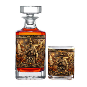 Anniversary Veteran Decanter Set - Personalized Gift For Military Decanter Set 01TOQN280226 - Bottle - GoDuckee